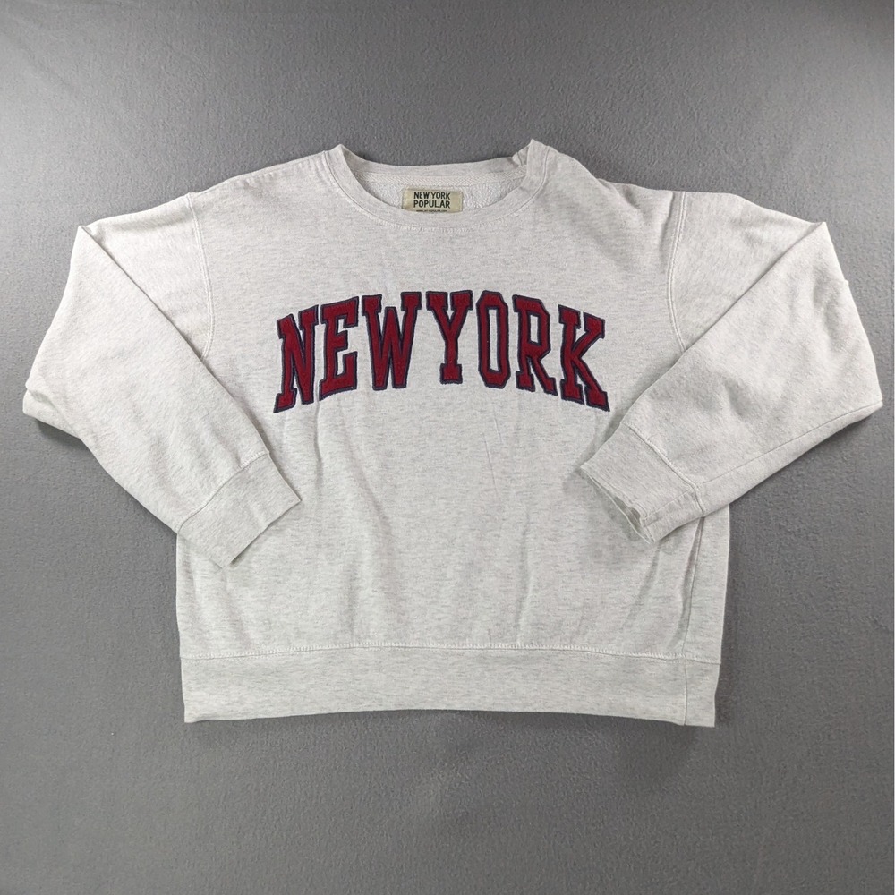New‎ York Popular Mens Crewneck Graphic Sweatshirt Size Medium Heather Gray